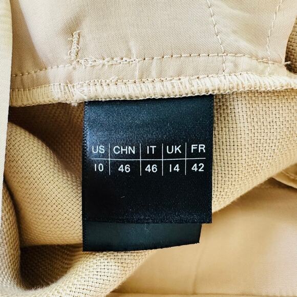 Lafayette 148 NY Sullivan Wide Leg Pant Tan Linen Size 10 Flat Front Dress Work - Picture 6 of 11